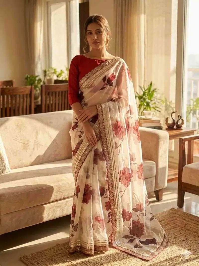 Kc 2103 Soft Georgette Floral Printed Premium Saree Collection