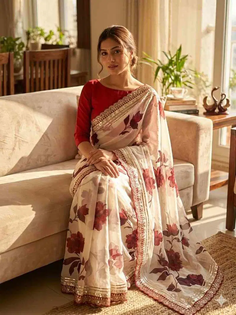 Kc 2103 Soft Georgette Floral Printed Premium Saree Collection