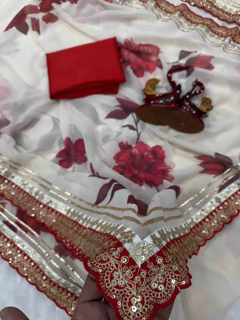 Kc 2103 Soft Georgette Floral Printed Premium Saree Collection