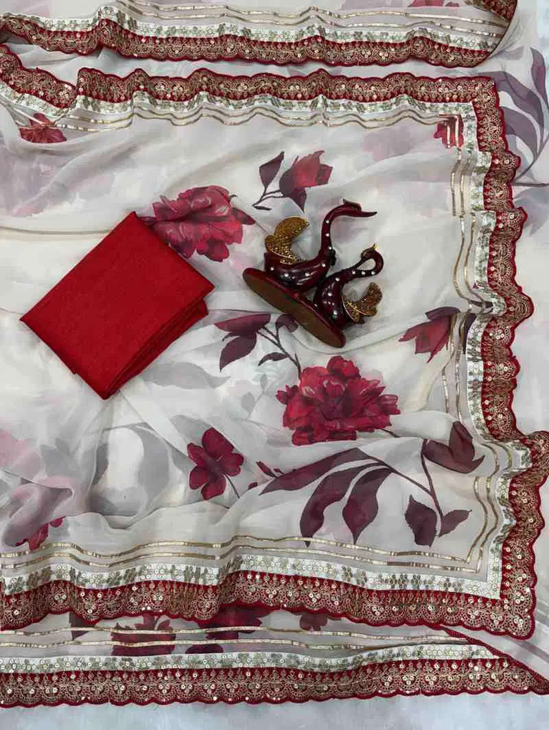 Kc 2103 Soft Georgette Floral Printed Premium Saree Collection