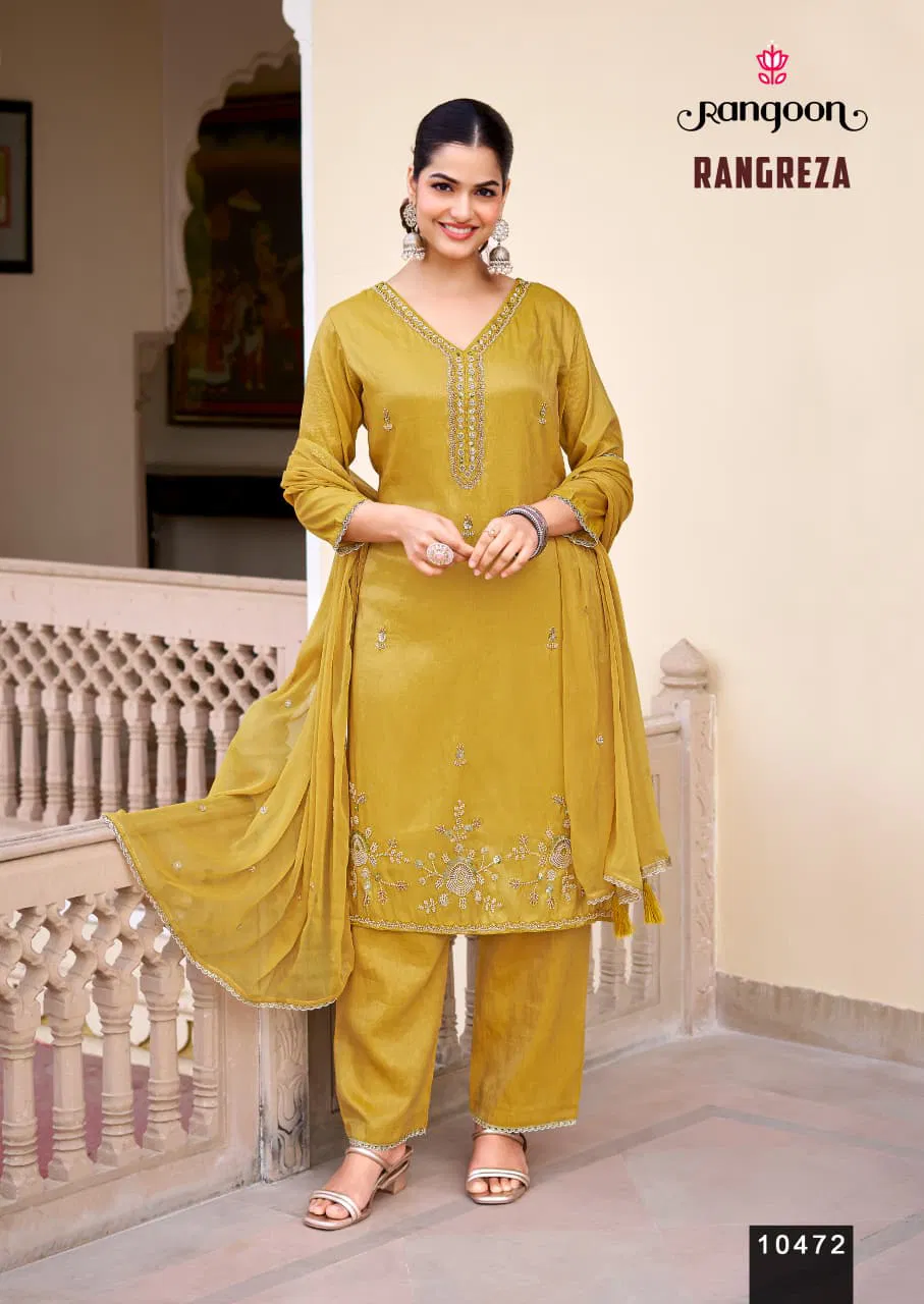 Rangoon Rangreza Viscose Shimmer Beats Worked Kurti With Bottom Dupatta