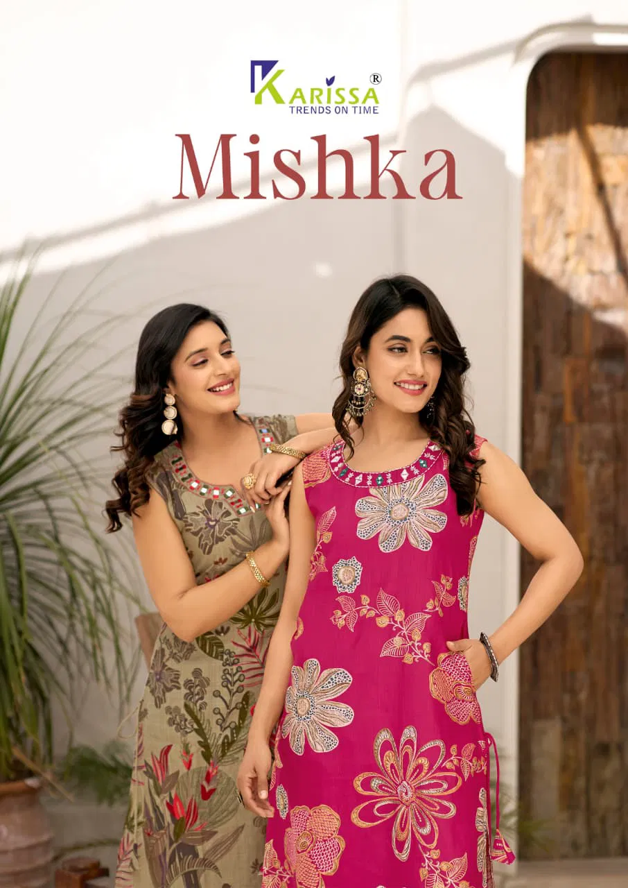 Karissa Mishka Viscose With Vertican Printed Kurti With Bottom Collection