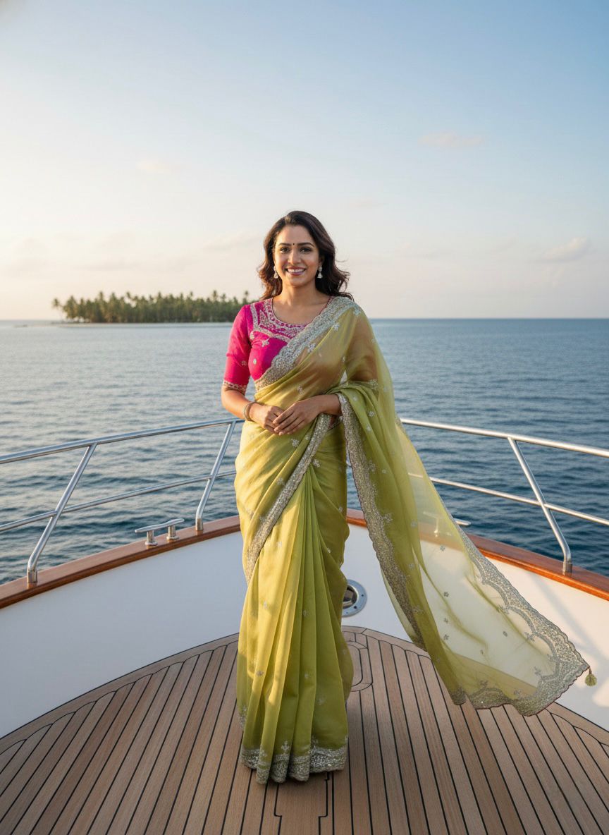 NCO 128 Soft Satin Sequins Embroidery Party Wear Saree