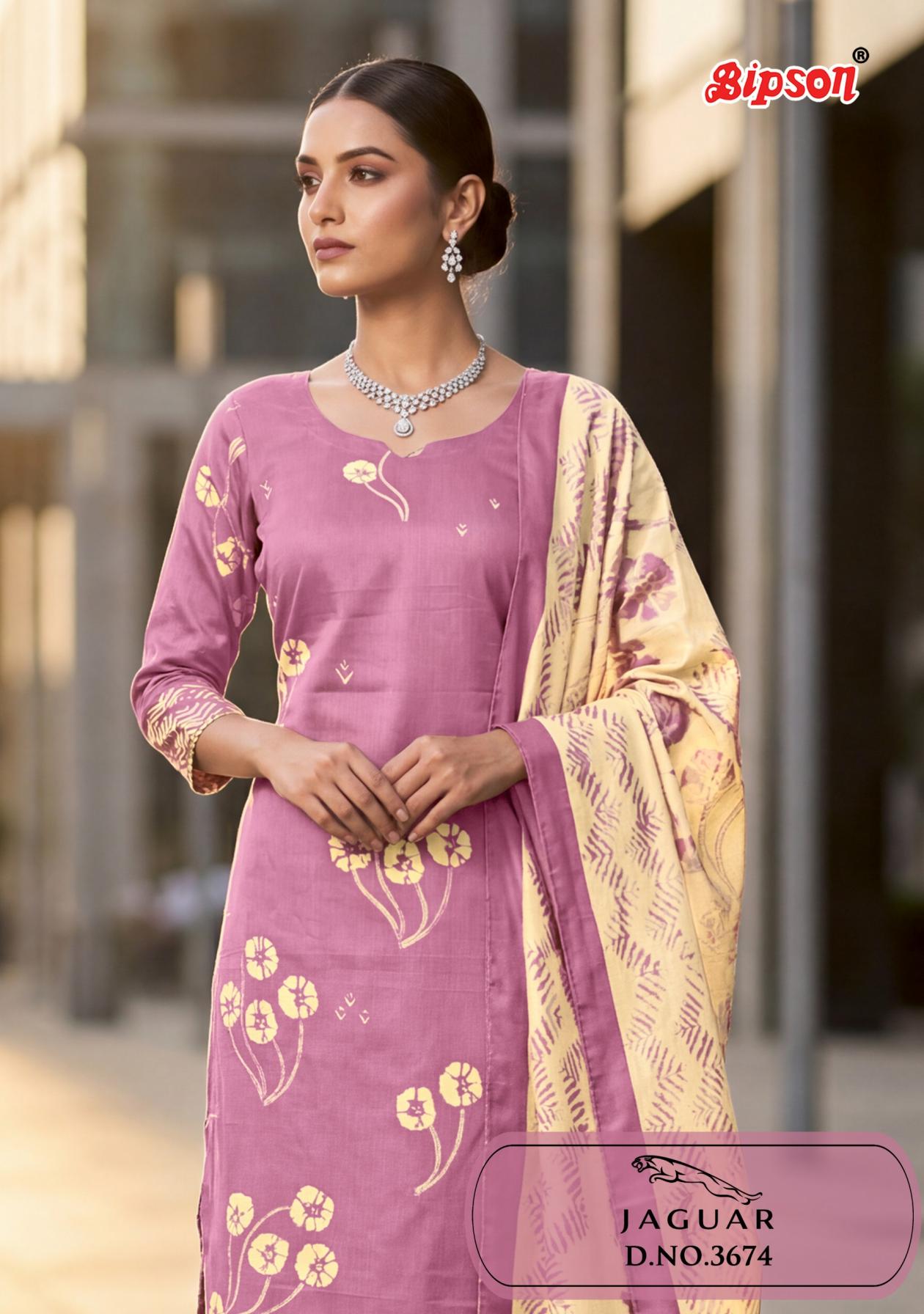 Bipson Jaguar 3674 Muslin Printed Work Woman Stylish Suit