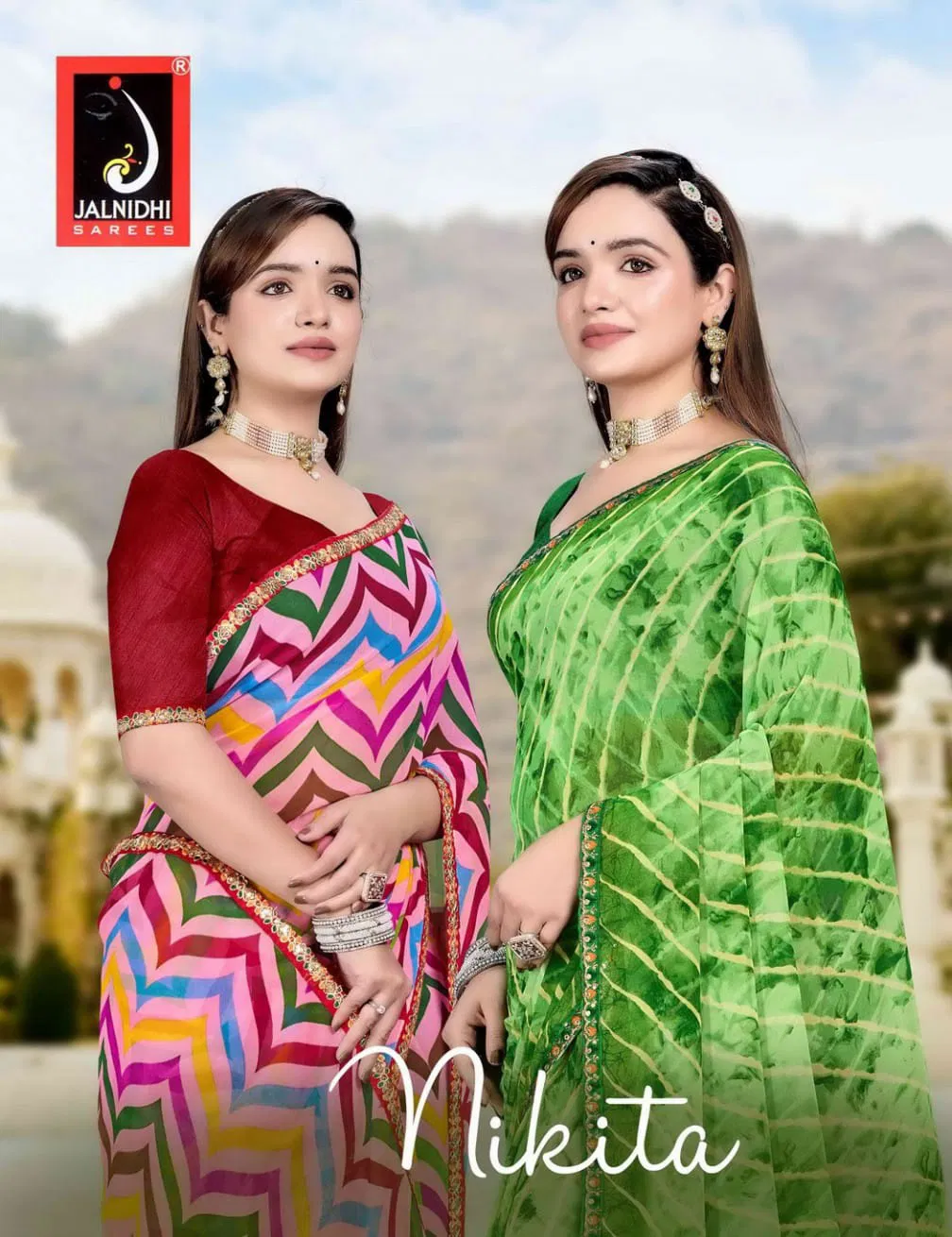 Jalnidhi Nikita Georgette With Laheriya Concept Saree Collection
