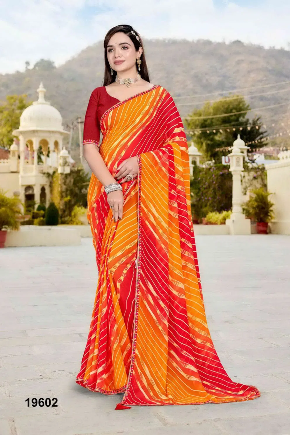 Jalnidhi Nikita Georgette With Laheriya Concept Saree Collection