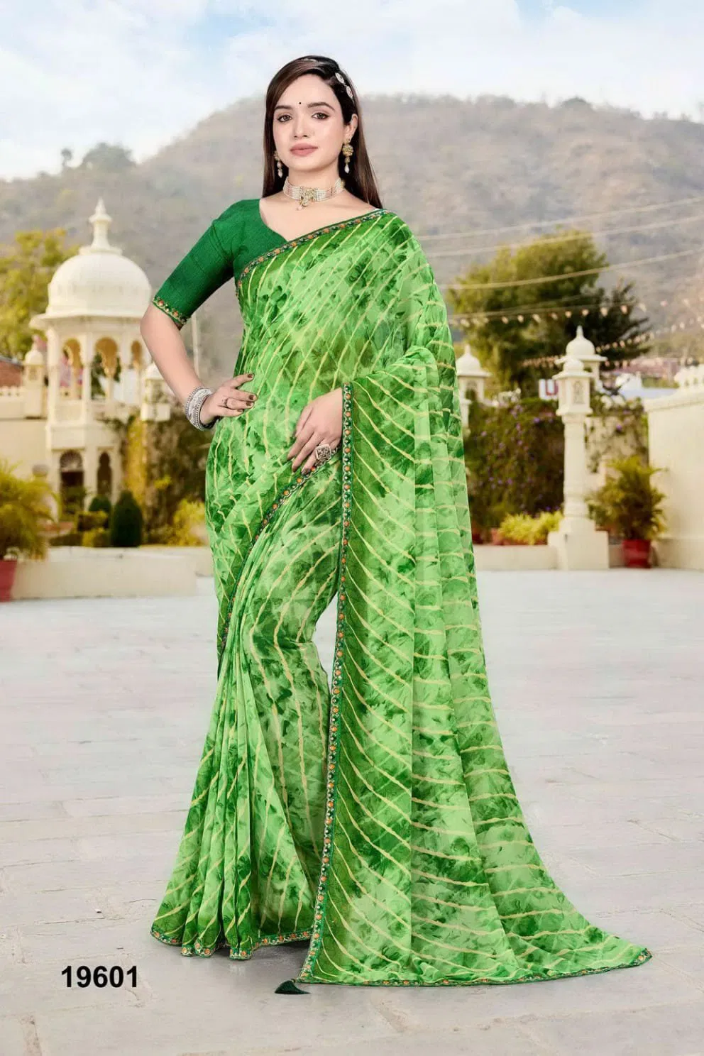 Jalnidhi Nikita Georgette With Laheriya Concept Saree Collection