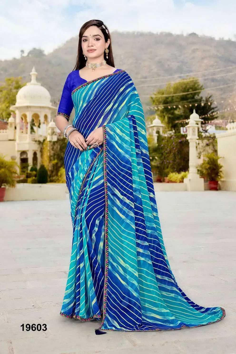 Jalnidhi Nikita Georgette With Laheriya Concept Saree Collection