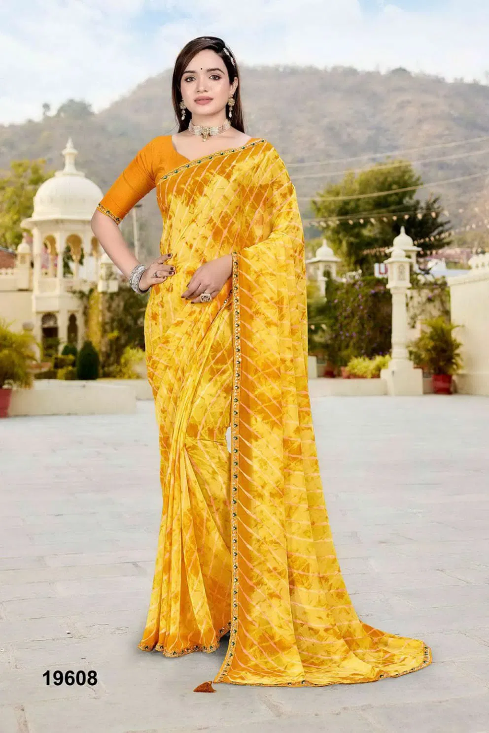 Jalnidhi Nikita Georgette With Laheriya Concept Saree Collection
