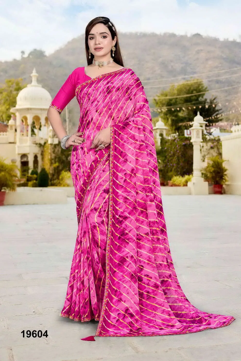 Jalnidhi Nikita Georgette With Laheriya Concept Saree Collection