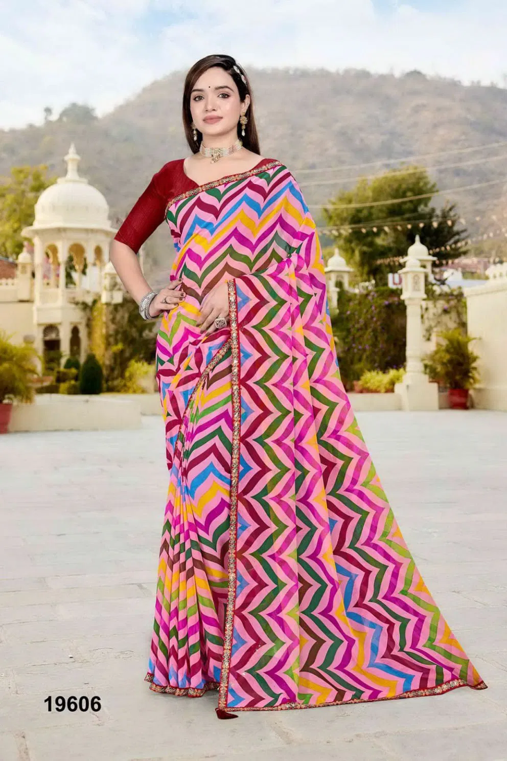 Jalnidhi Nikita Georgette With Laheriya Concept Saree Collection