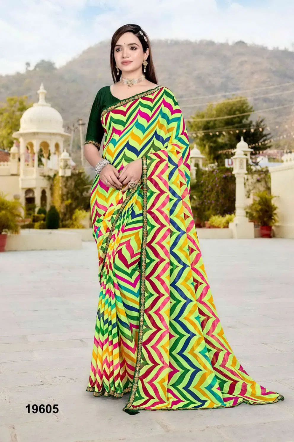 Jalnidhi Nikita Georgette With Laheriya Concept Saree Collection