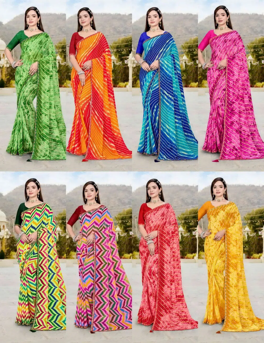 Jalnidhi Nikita Georgette With Laheriya Concept Saree Collection