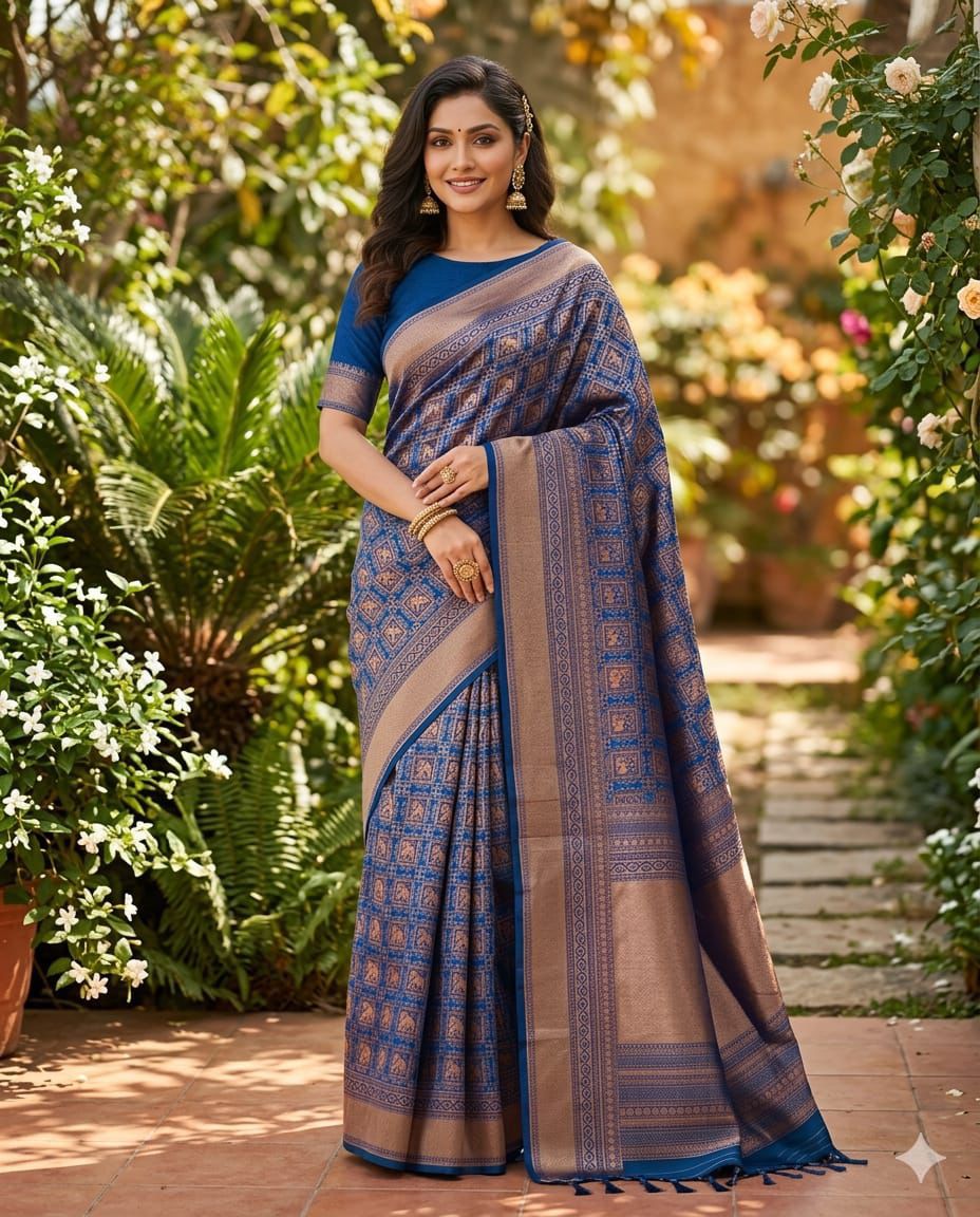 NCO 130 Soft Lichi Silk Rich Pallu Jacquard Work All Over Saree