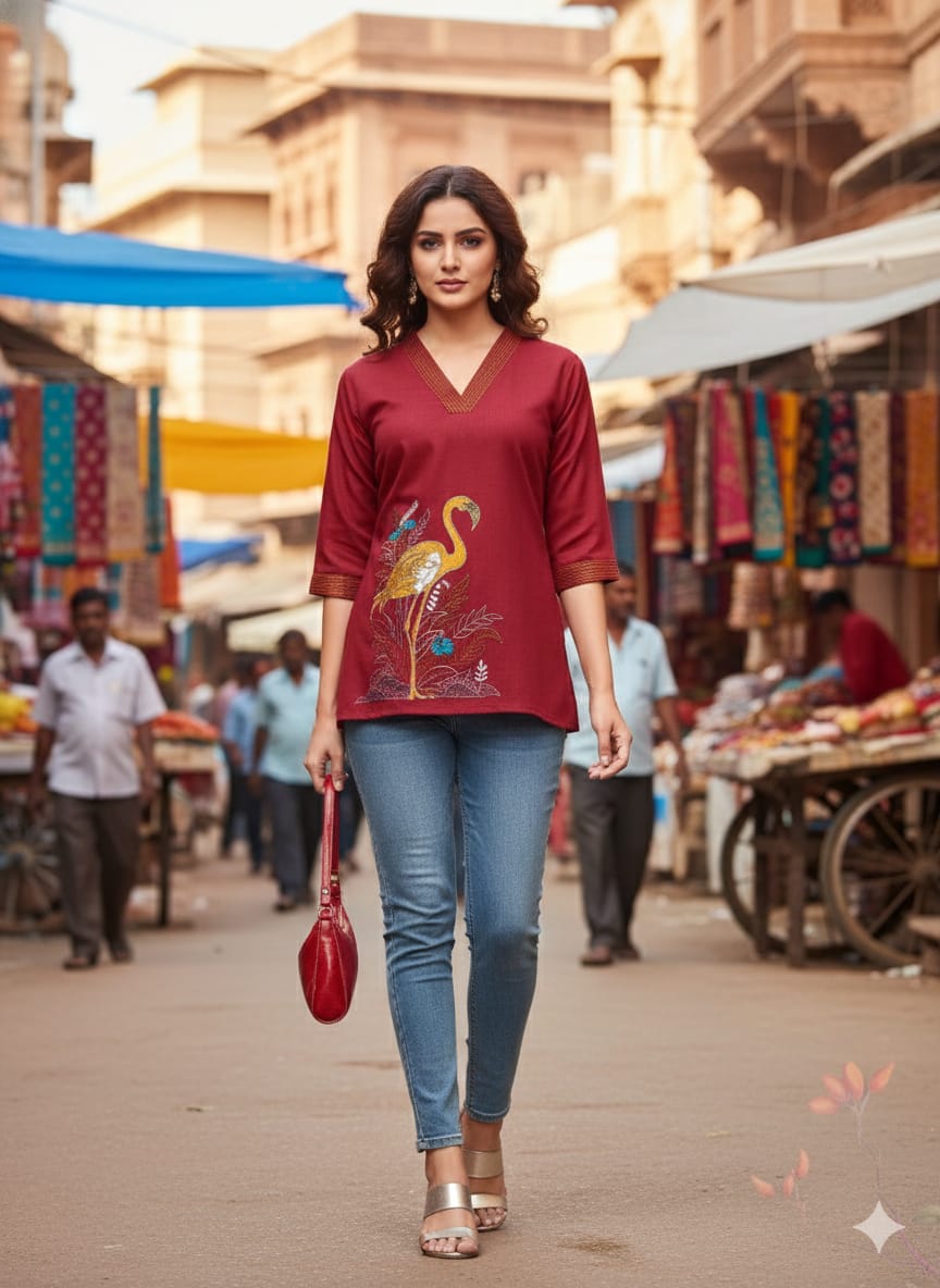 Lekha Sal 14 Cotton Embroidery Work Top Collection