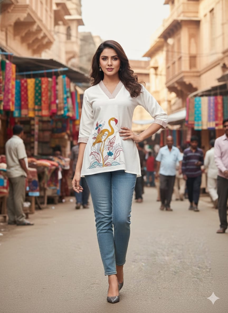 Lekha Sal 14 Cotton Embroidery Work Top Collection