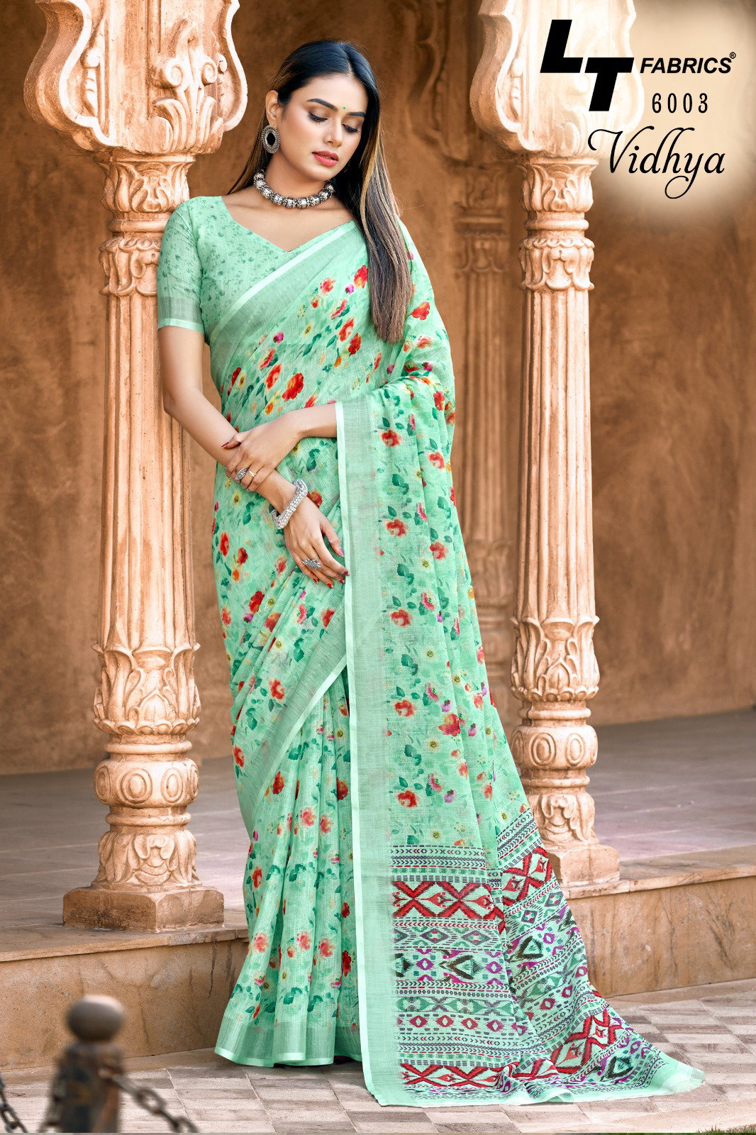 LT Vidhya Linen Cotton With Jacquard Patta Saree