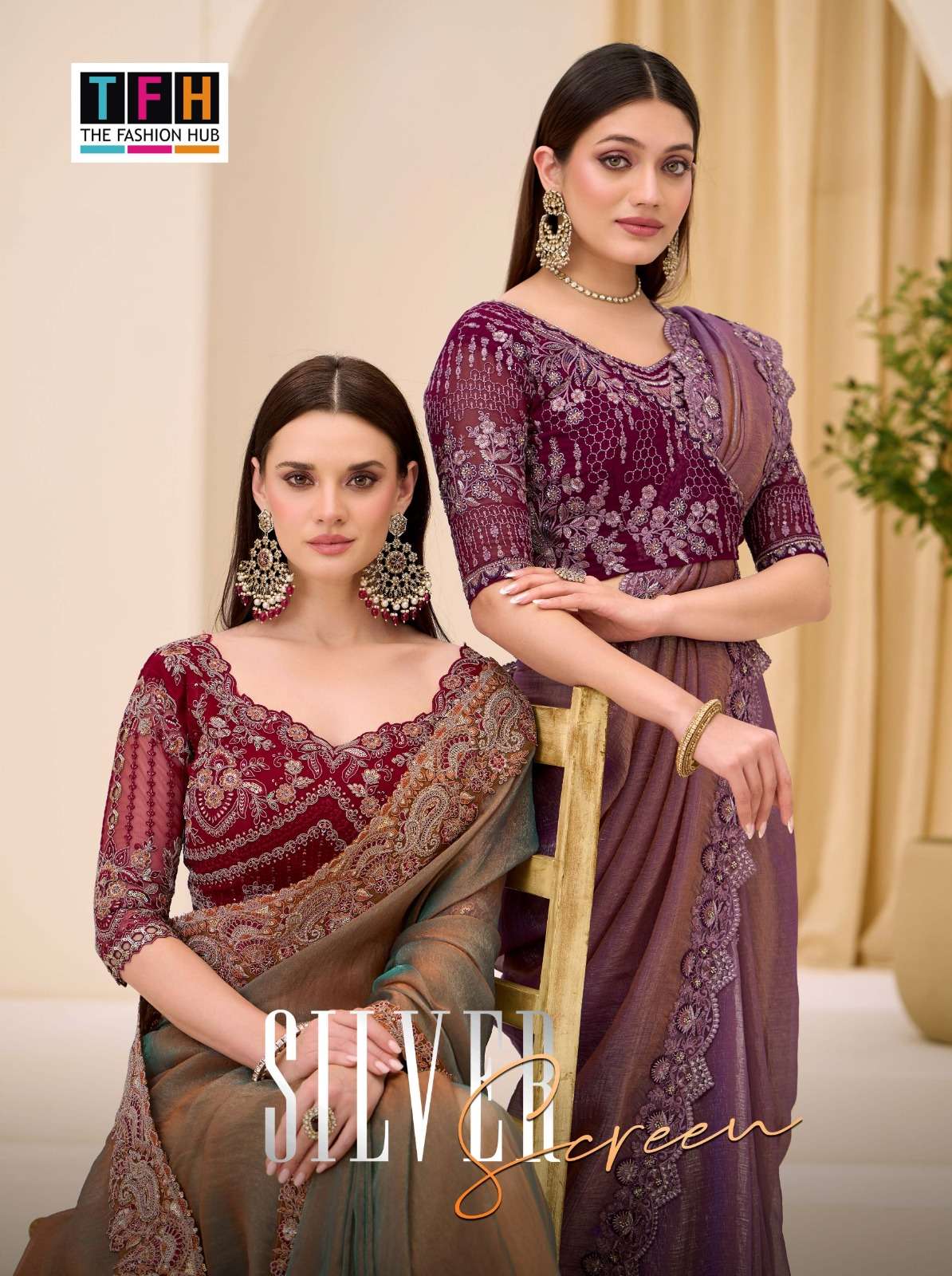 THF Silver Screen 23 Soft Satin Chiffon Party Wear Saree