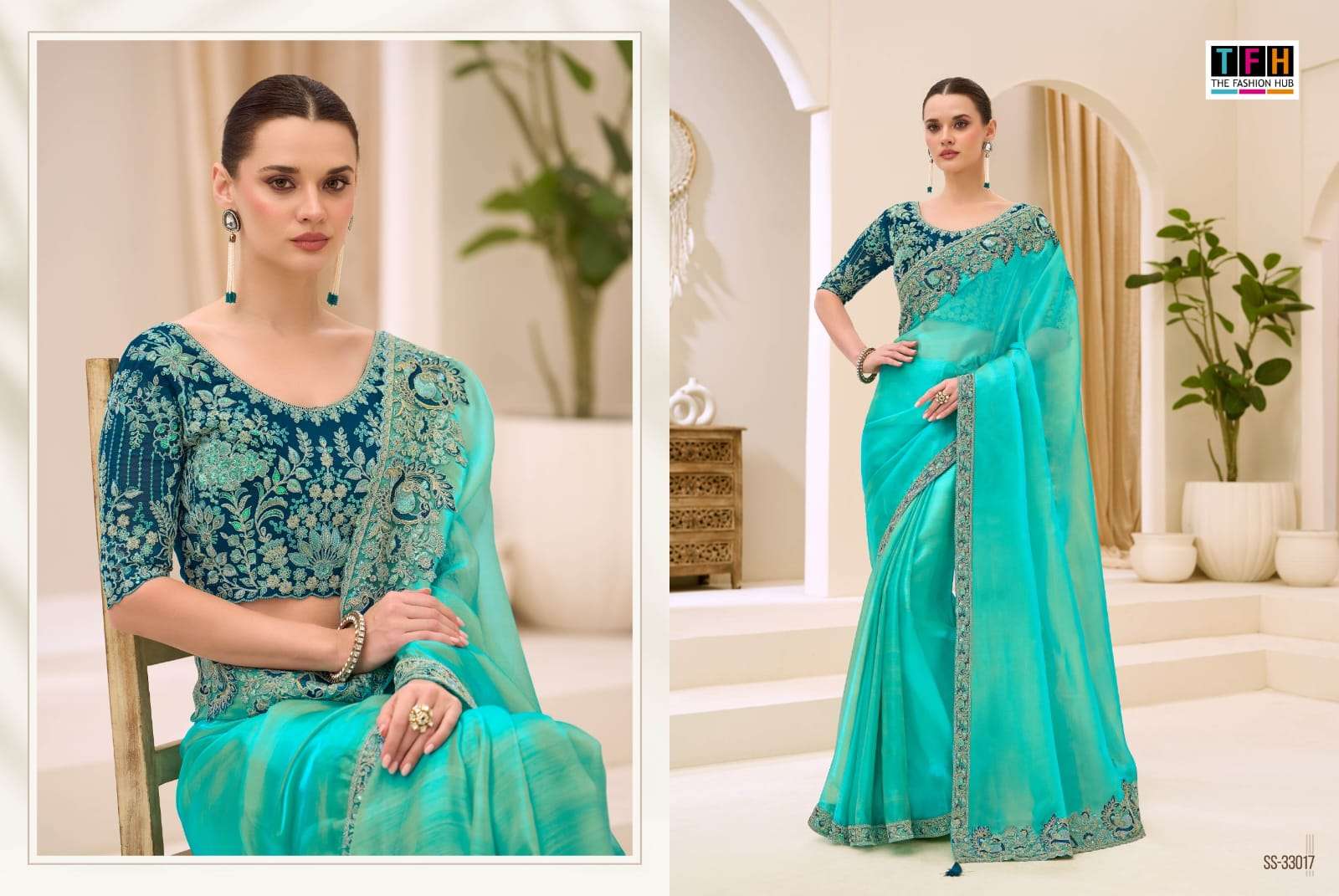 THF Silver Screen 23 Soft Satin Chiffon Party Wear Saree