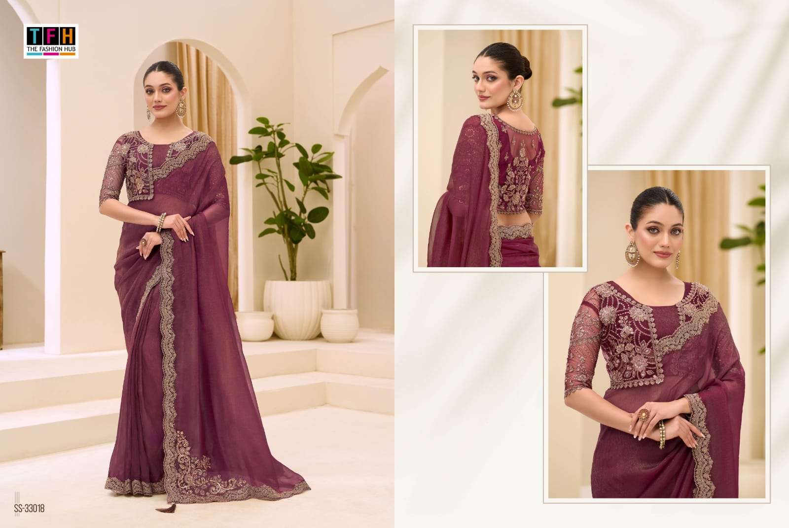 THF Silver Screen 23 Soft Satin Chiffon Party Wear Saree