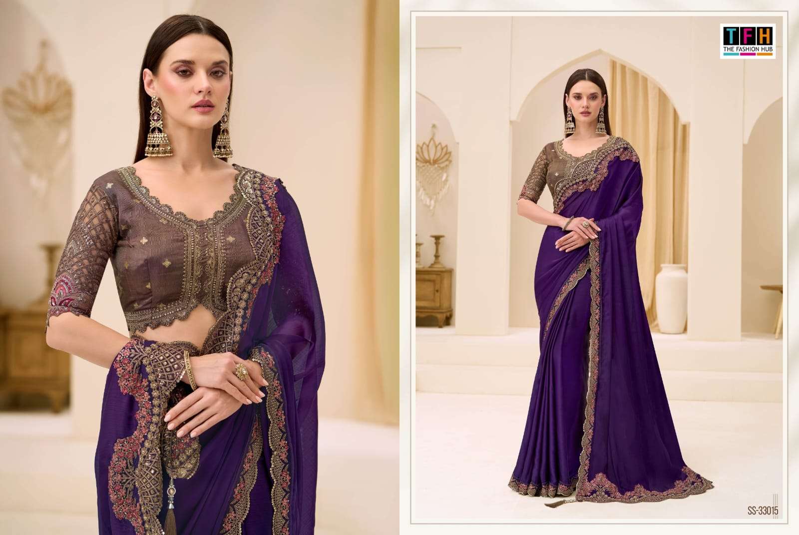 THF Silver Screen 23 Soft Satin Chiffon Party Wear Saree