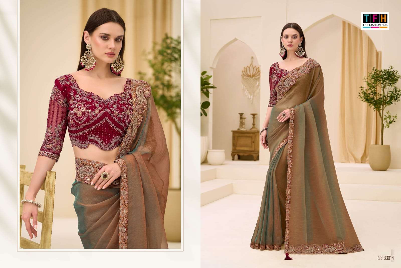 THF Silver Screen 23 Soft Satin Chiffon Party Wear Saree