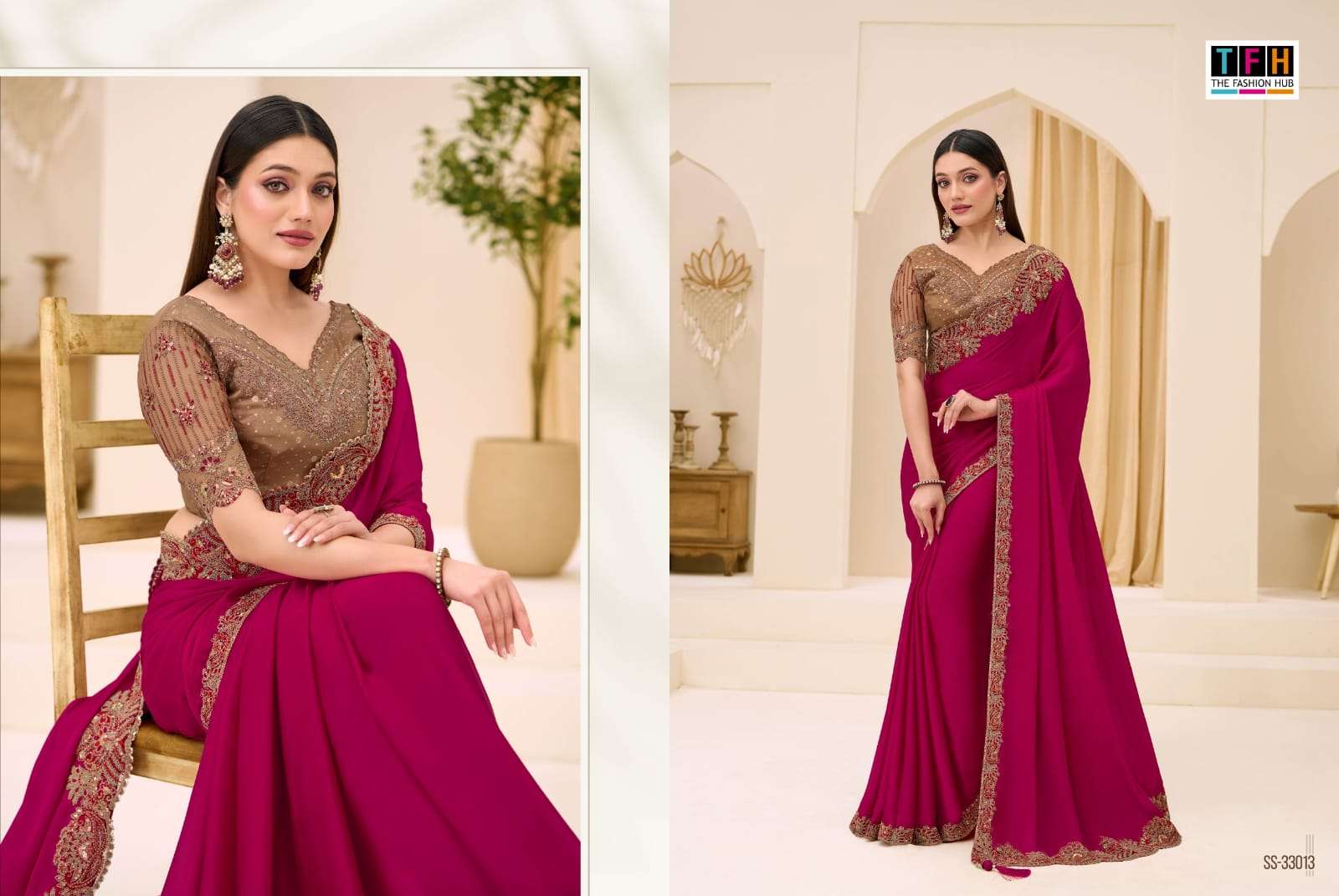 THF Silver Screen 23 Soft Satin Chiffon Party Wear Saree
