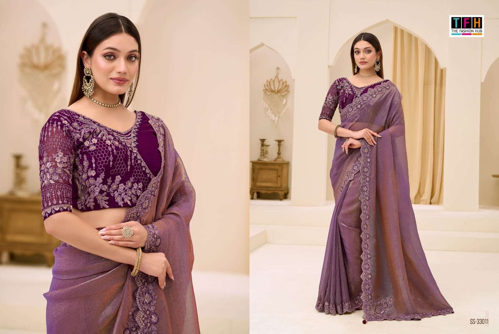 THF Silver Screen 23 Soft Satin Chiffon Party Wear Saree