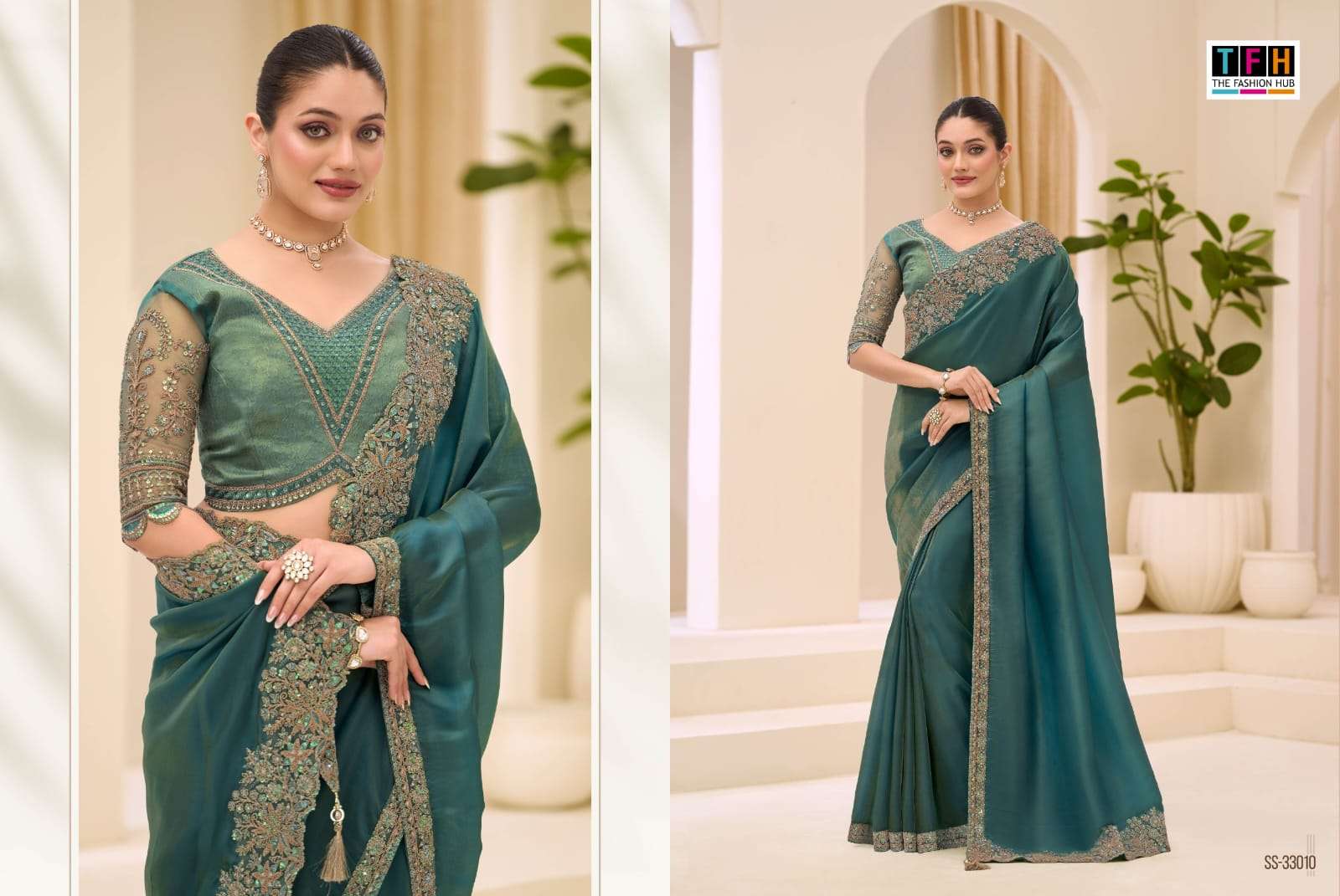 THF Silver Screen 23 Soft Satin Chiffon Party Wear Saree