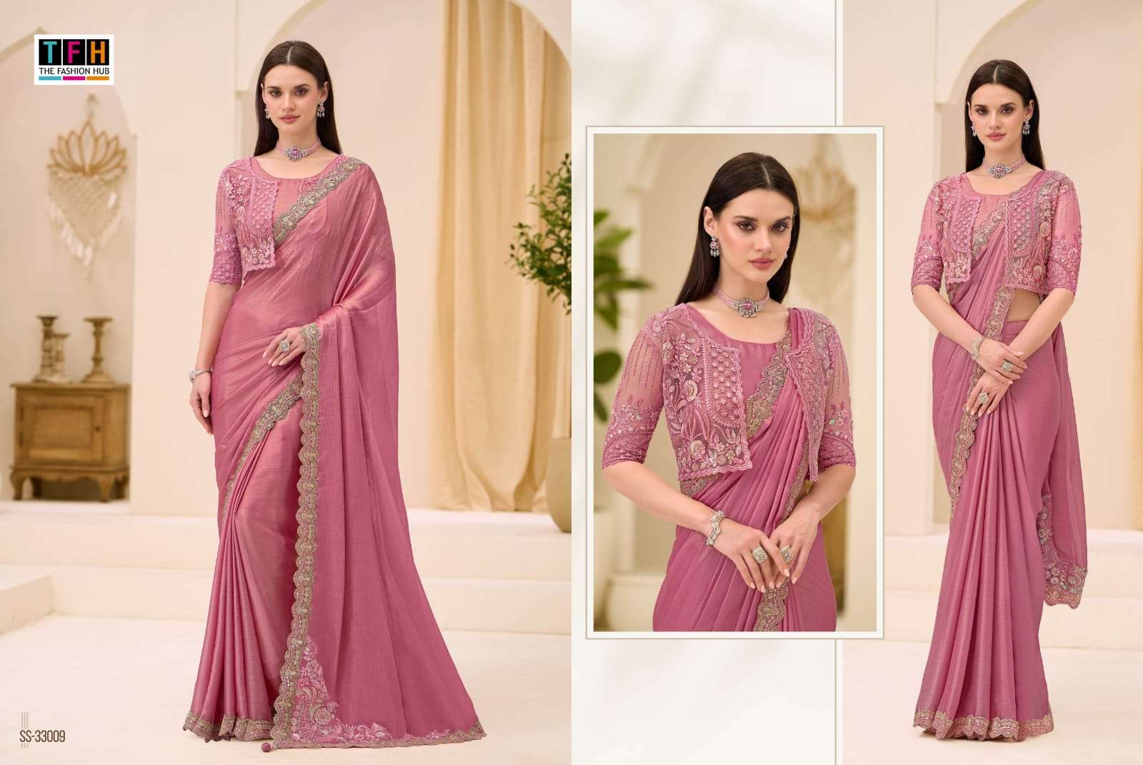 THF Silver Screen 23 Soft Satin Chiffon Party Wear Saree