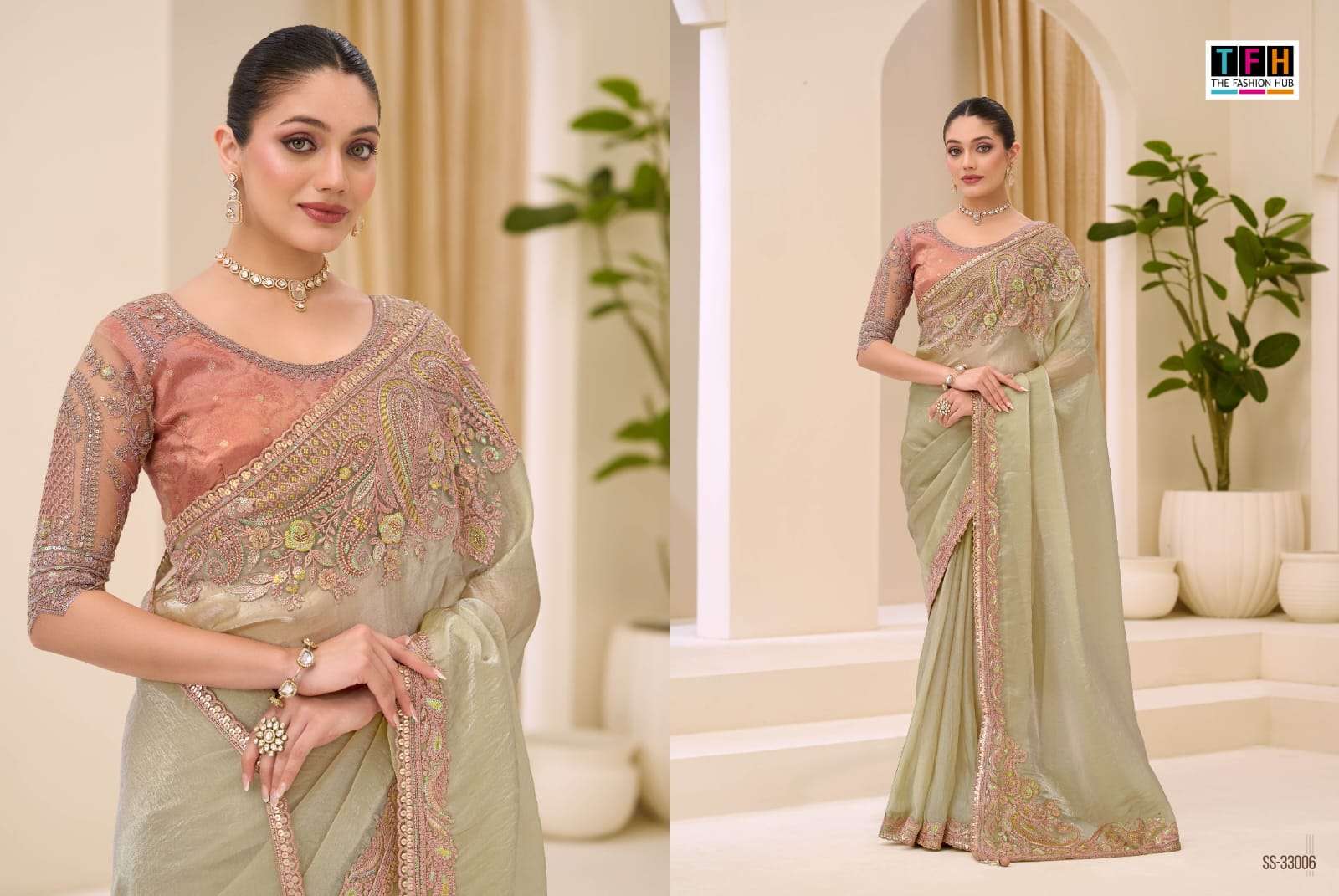 THF Silver Screen 23 Soft Satin Chiffon Party Wear Saree