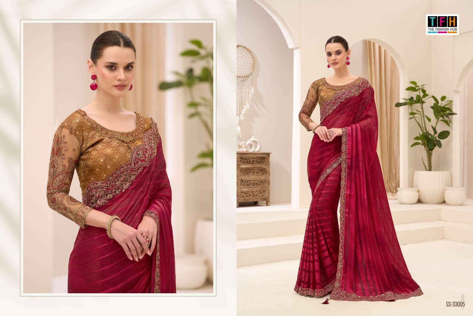THF Silver Screen 23 Soft Satin Chiffon Party Wear Saree