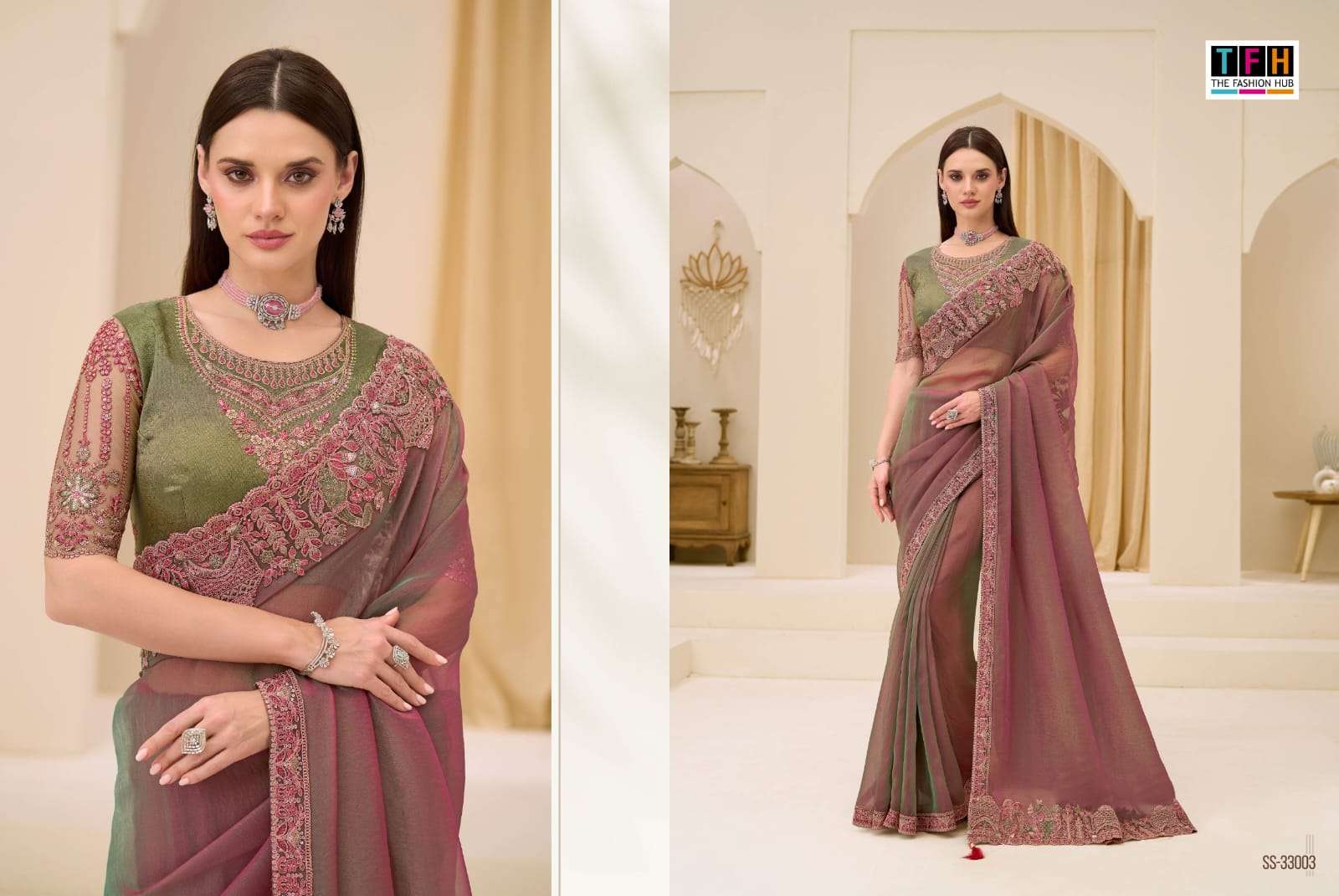 THF Silver Screen 23 Soft Satin Chiffon Party Wear Saree