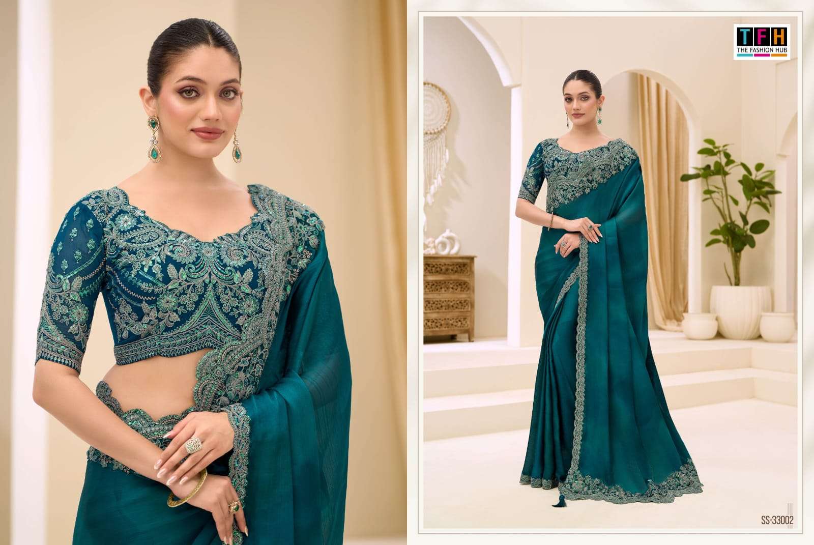 THF Silver Screen 23 Soft Satin Chiffon Party Wear Saree