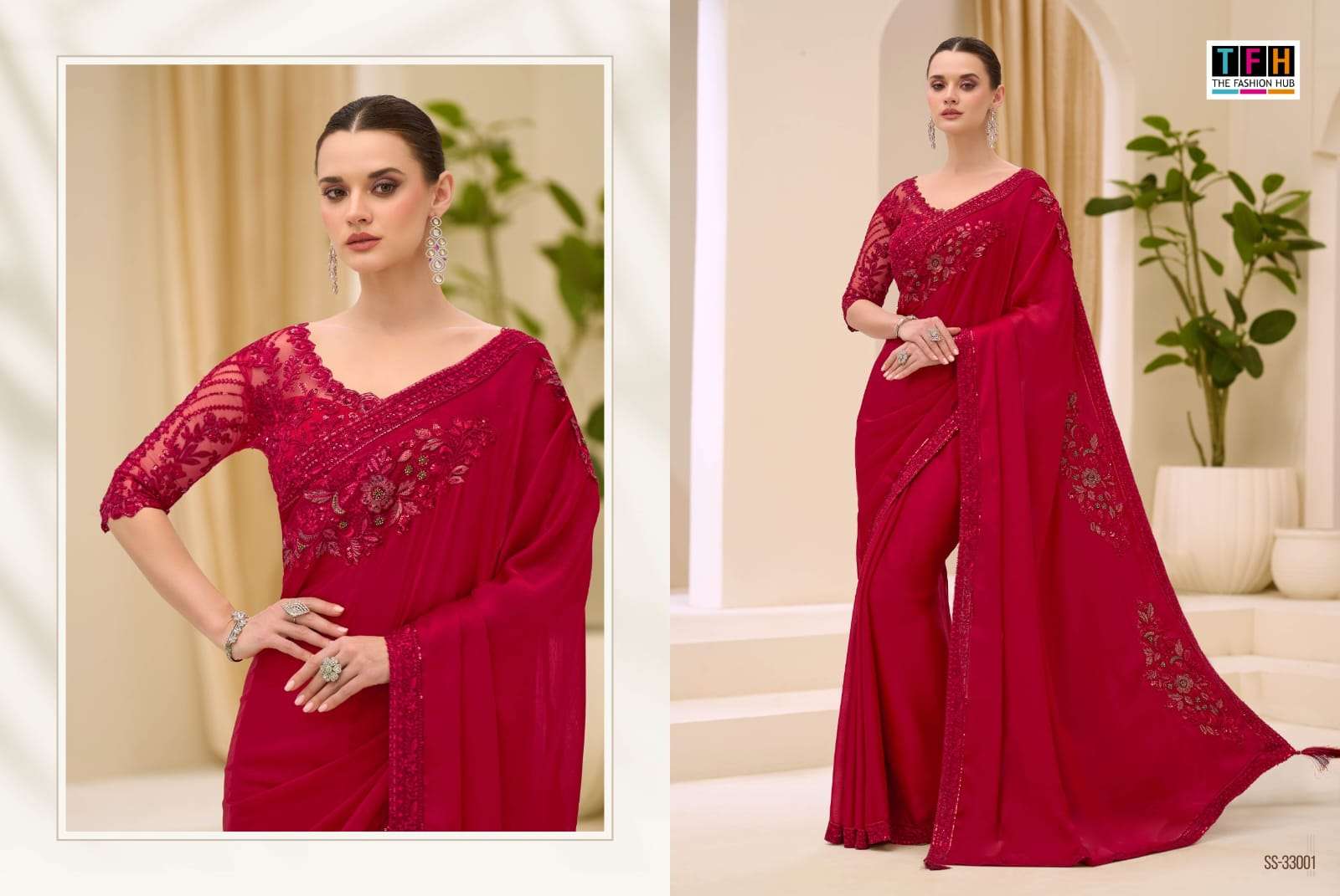 THF Silver Screen 23 Soft Satin Chiffon Party Wear Saree
