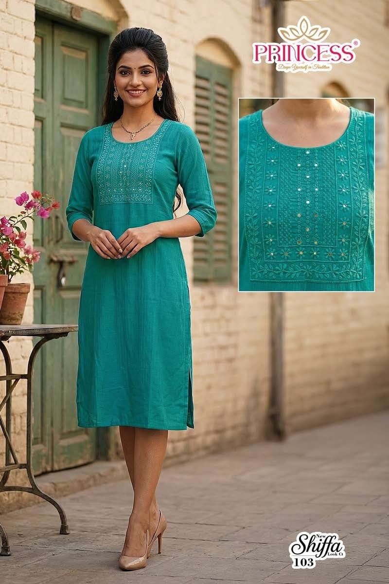 Princess Shiffa Berlin Embroidery Work Kurti Collection
