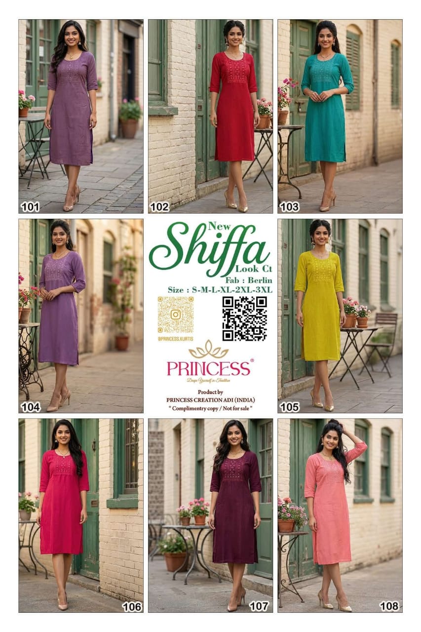Princess Shiffa Berlin Embroidery Work Kurti Collection