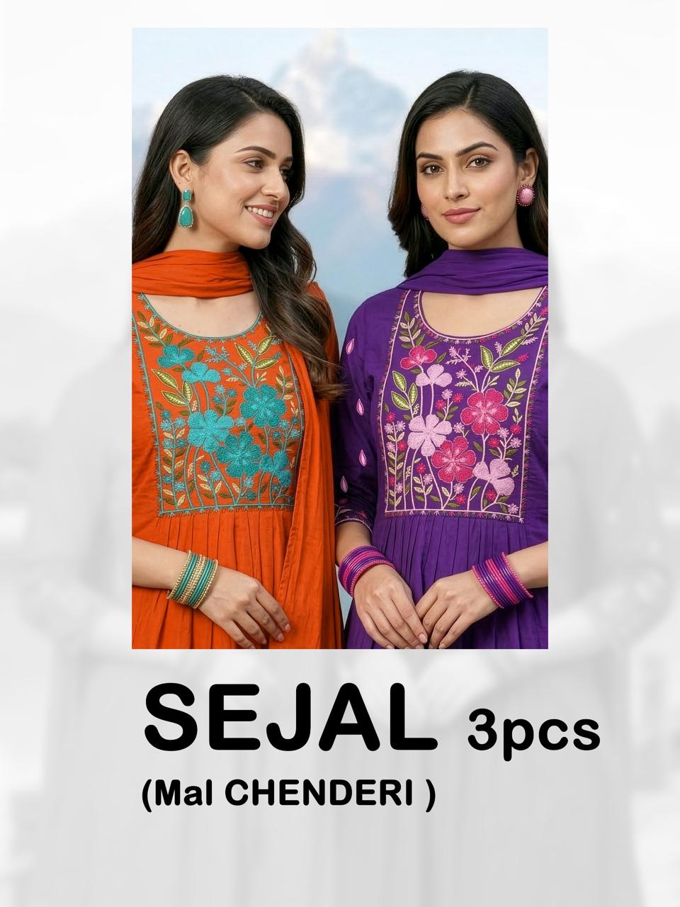 Dnp Sejal Mal Chanderi Top Bottom With Dupatta Set