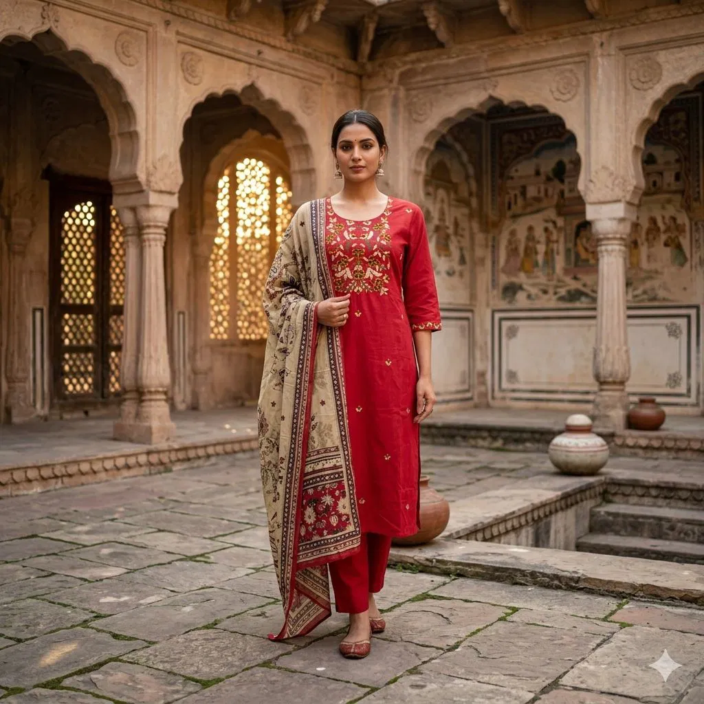 Naisha K 783 Pure Dhabu Cotton With Yoke Embroidery Designer Suit Collection
