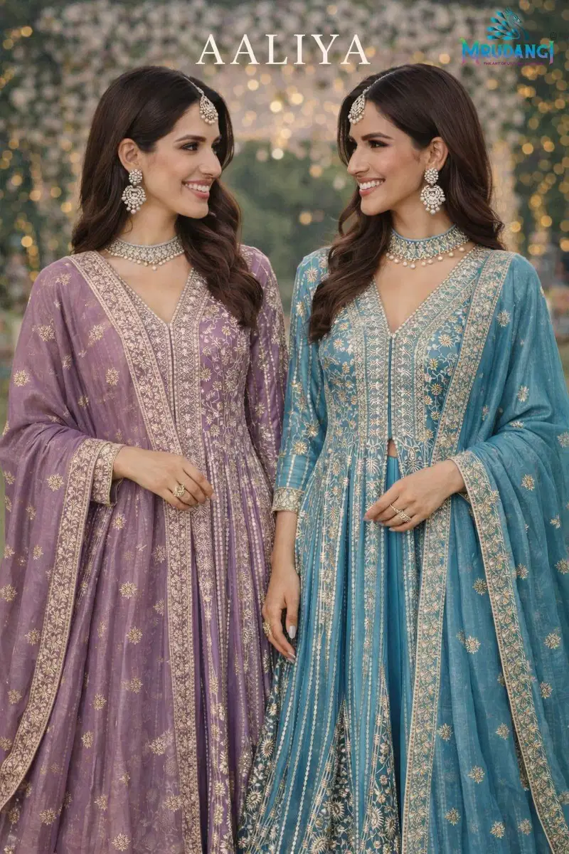 Mrudangi Aaliya Premium Chinon Silk Designer Salwar Kameez