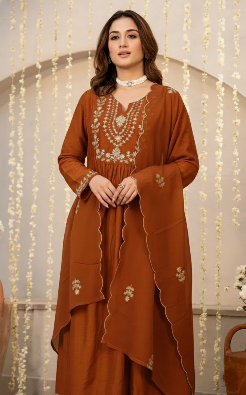 Dhruvi 428 Silk Fancy Embroidered Kurti With Bottom Dupatta