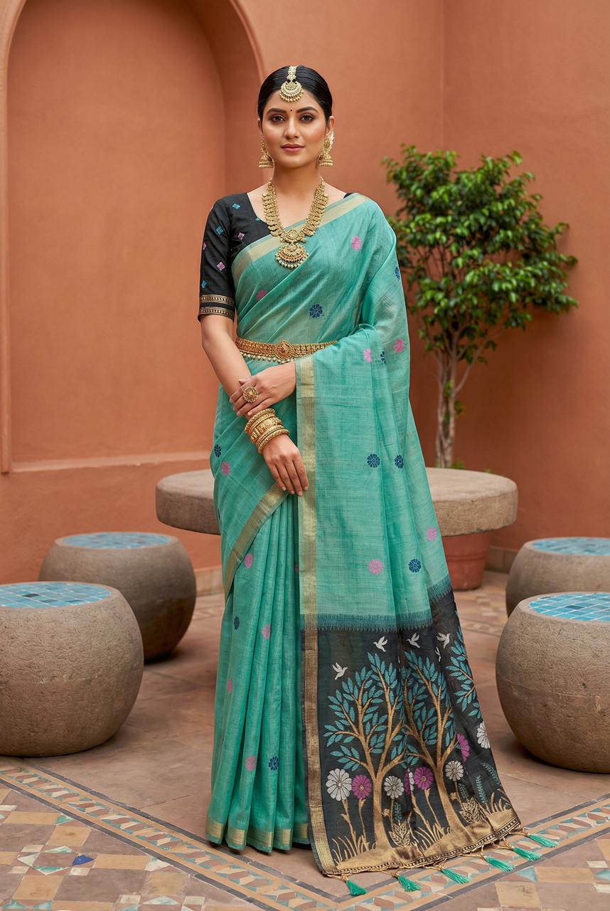 Lekha MN Divya Vol 1 Soft Pure Muga Cotton Meenakari Zari Weaving Saree