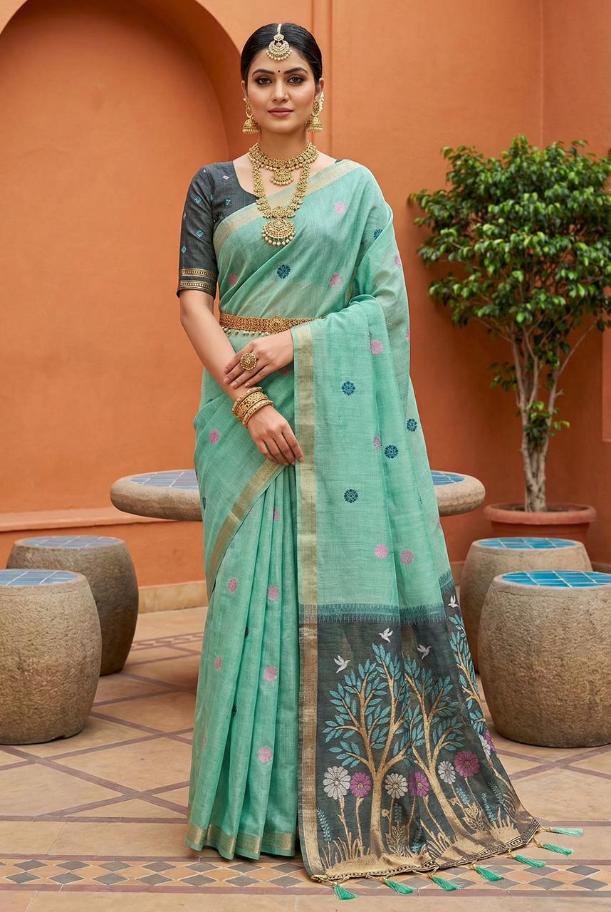 Lekha MN Divya Vol 1 Soft Pure Muga Cotton Meenakari Zari Weaving Saree