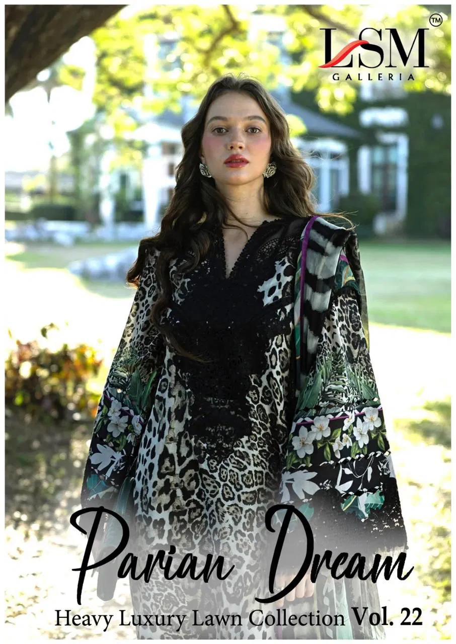 Lsm Parian Dream Vol 22 Lawn Cotton Digital Printed Dress Material