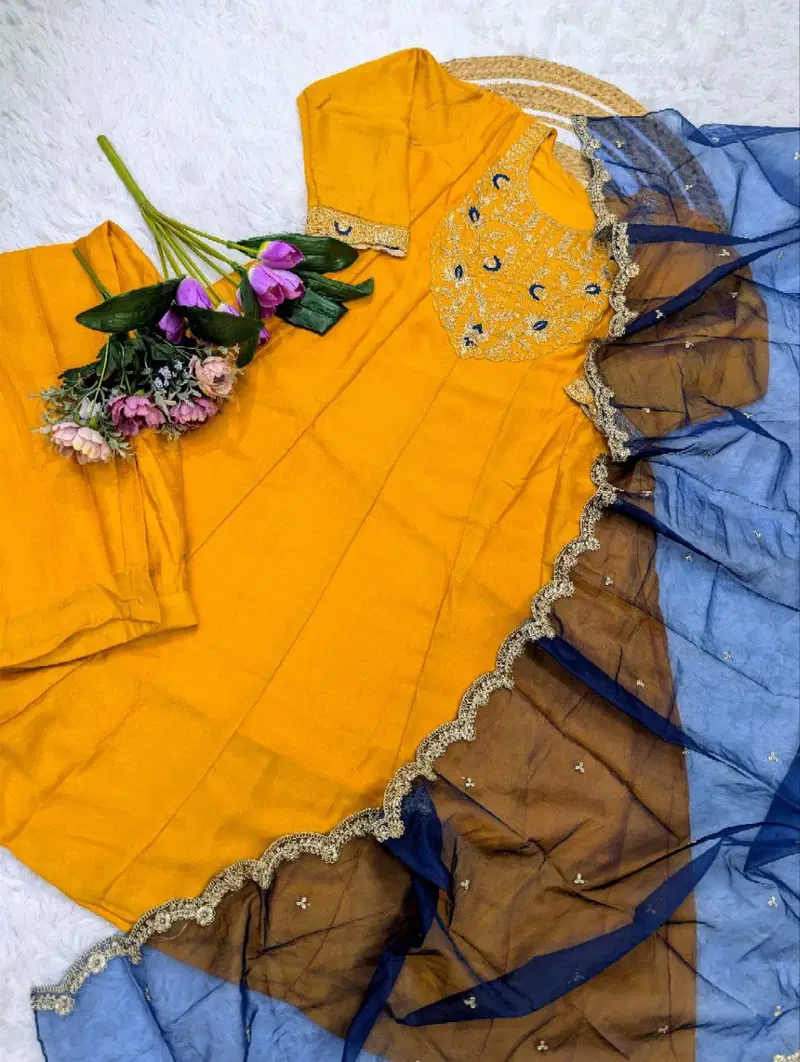 Qtnesh 131 And 132 Vichitra Silk With Sequence Worked Kurti With Bottom Dupatta