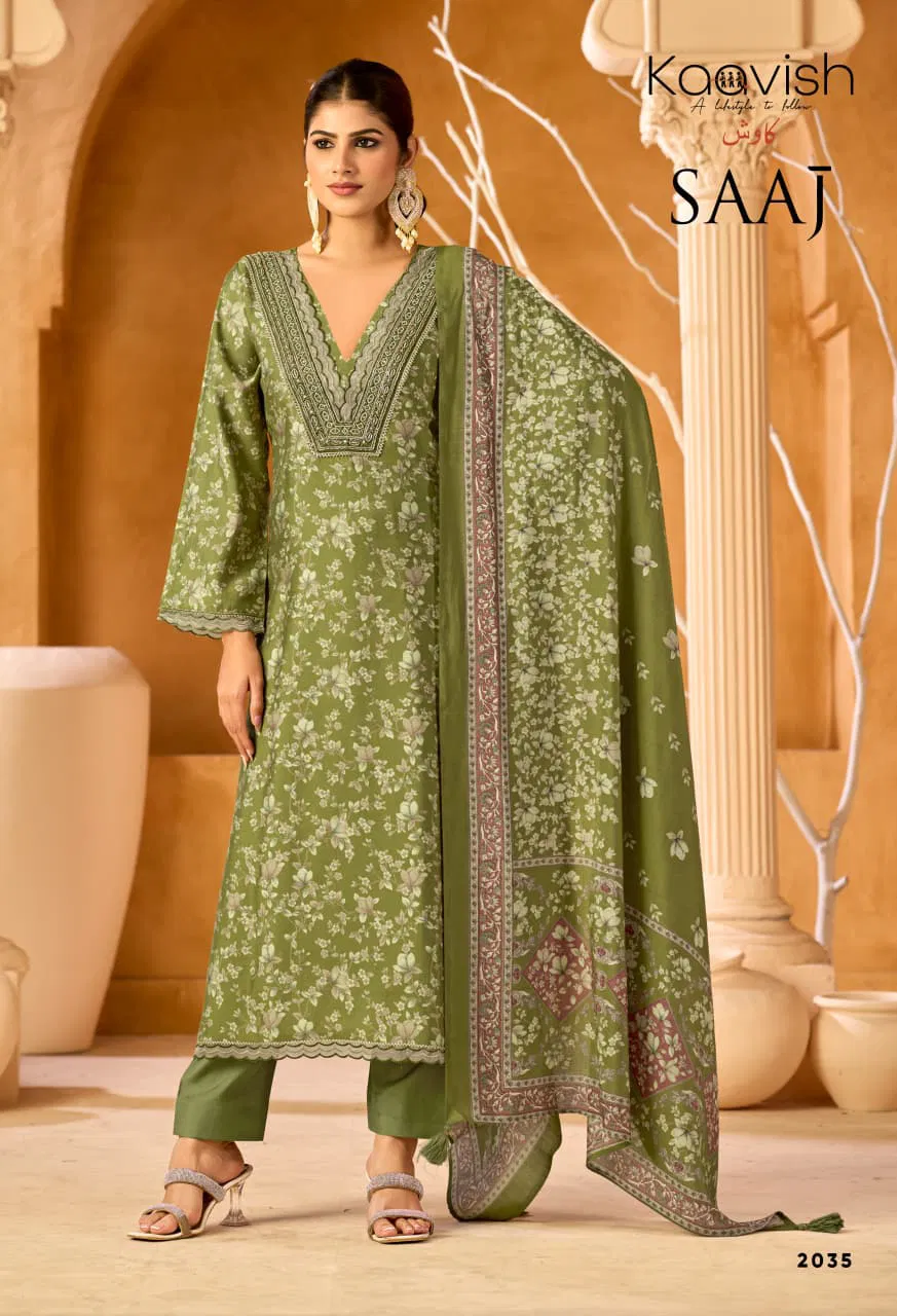 Kaavish Saaj Modal With Digital Printed With Embroidered Salwar Kameez Collection