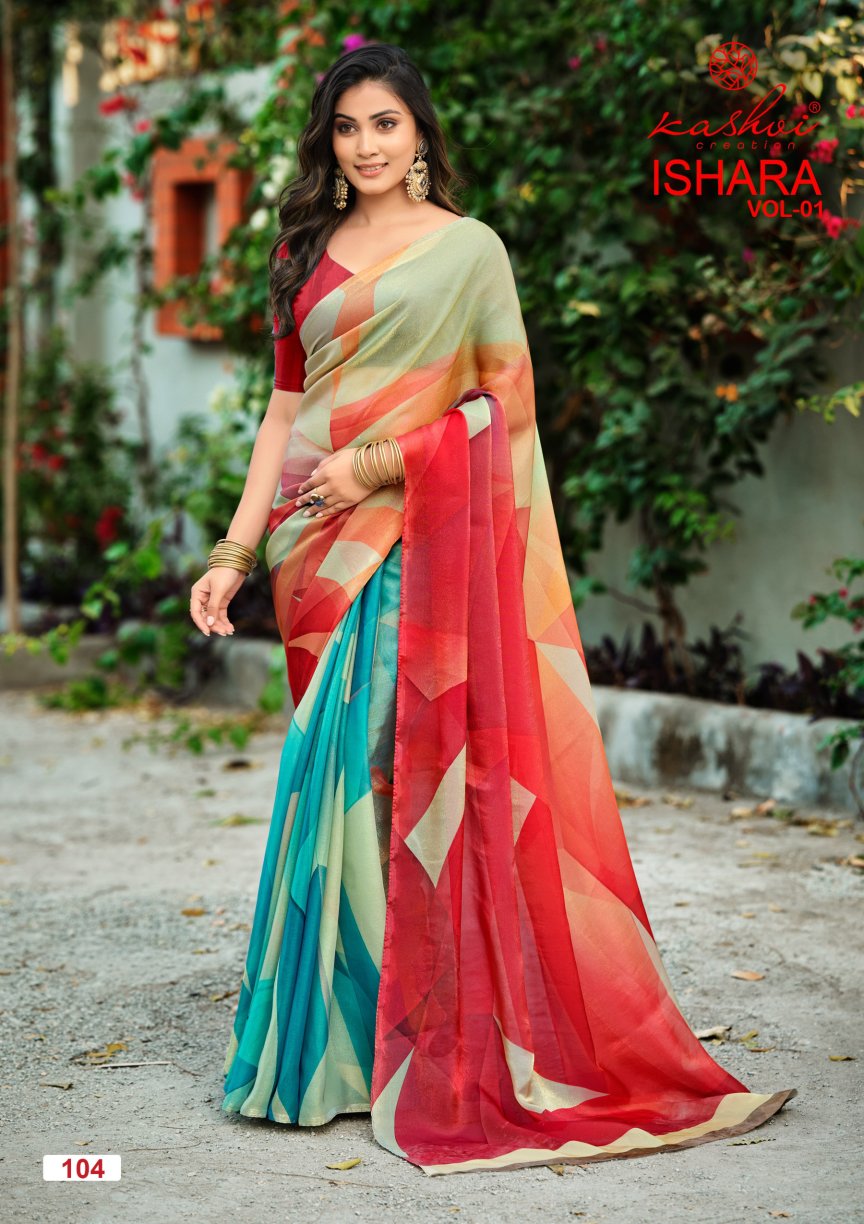 Kashvi Ishara Vol 01 Moss Digital Printed Saree Collection