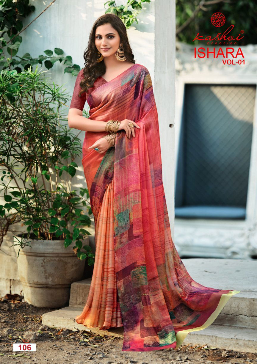 Kashvi Ishara Vol 01 Moss Digital Printed Saree Collection