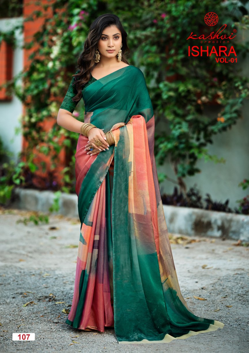 Kashvi Ishara Vol 01 Moss Digital Printed Saree Collection