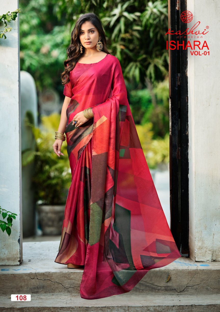 Kashvi Ishara Vol 01 Moss Digital Printed Saree Collection